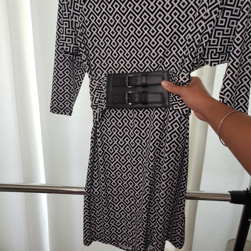 Michael Kors Printed Mini Dress with Double Belt